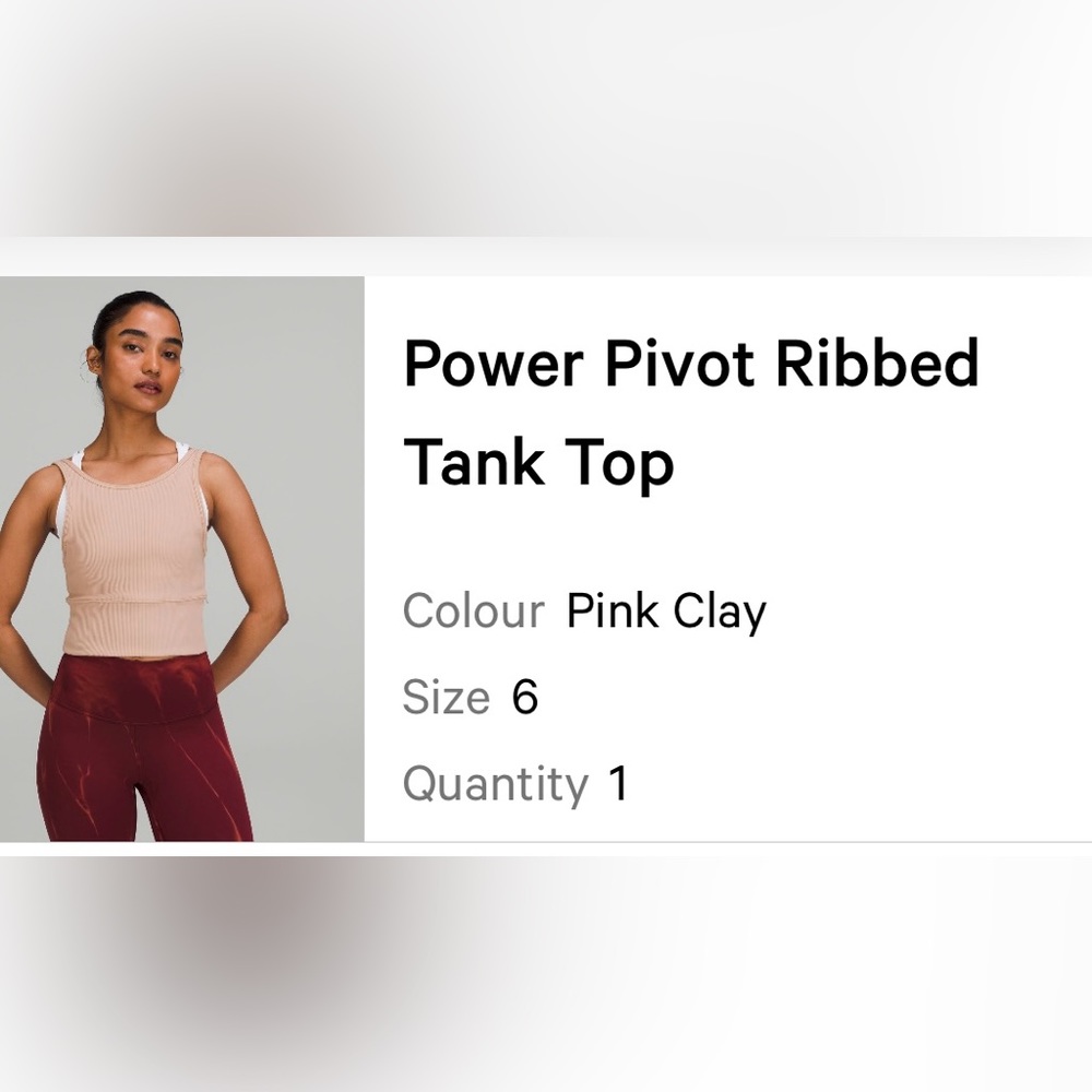 Lululemon Power Pivot Ribbed Tank Top